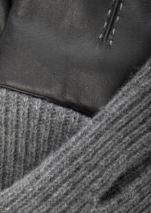 Lederhandschuhe mit Strick-Stulpen - Grau – Bild 2