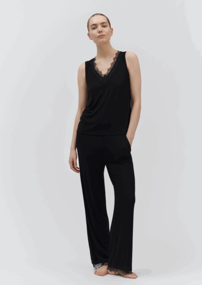 Top mit Spitze - Schwarz – Bild 2