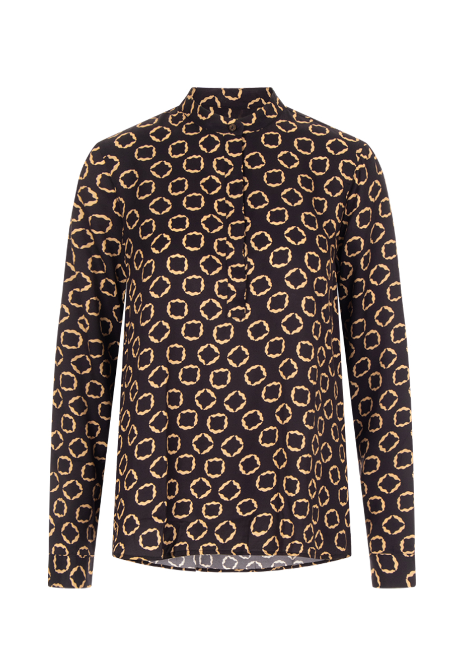 38238_0001-3-0039italy-seidenbluse-print (2) Tunikabluse aus Viskose - Schwarz/Beige – Bild 1