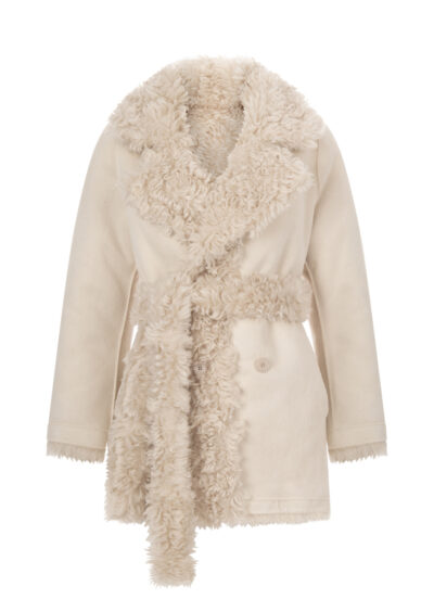 Fake-Fur Wendejacke – Greige – Bild 2