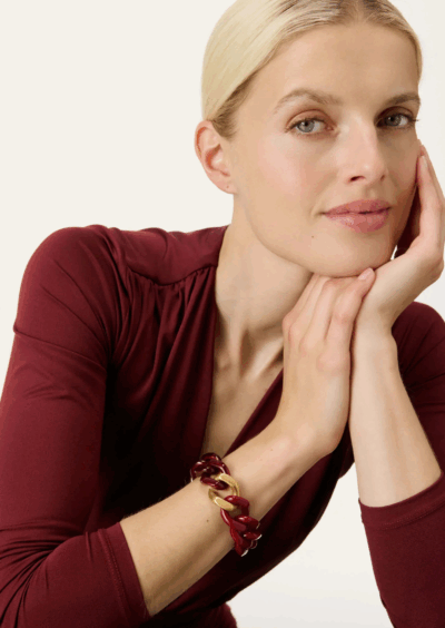 Armband “Flat Chain”– Gold/Bordeaux – Bild 2