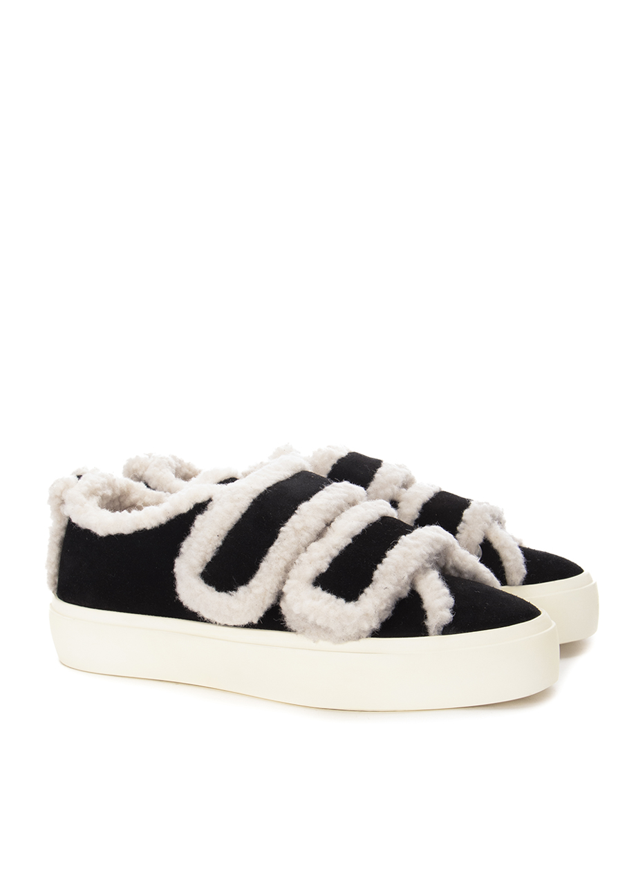 inuikii-sneakers-shearling-low-velcro-lammfell-schwarz