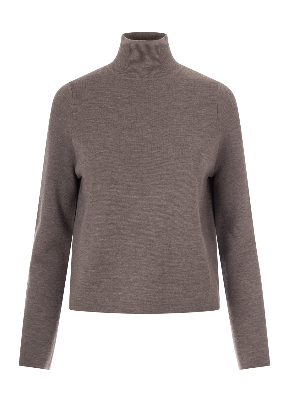 Allude Grauer Grobstrick Pullover Allude Cashmere-Pullover Mit