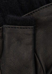 Fingerlose Lederhandschuhe mit Stulpen - Schwarz – Bild 2