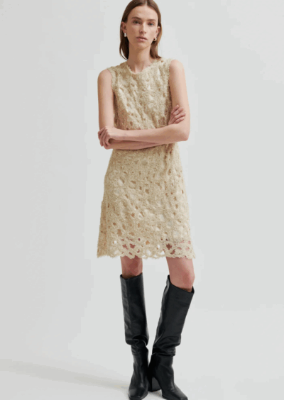 Kleid "Gleam" mit Perlenbesatz - Creme – Bild 4