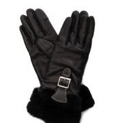 Lederhandschuhe mit Schnalle – Schwarz