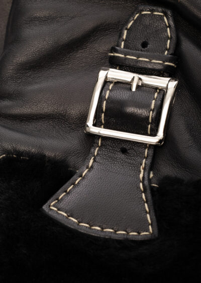 Lederhandschuhe mit Schnalle – Schwarz – Bild 2