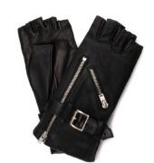 Lederhandschuhe mit Zipps – Schwarz