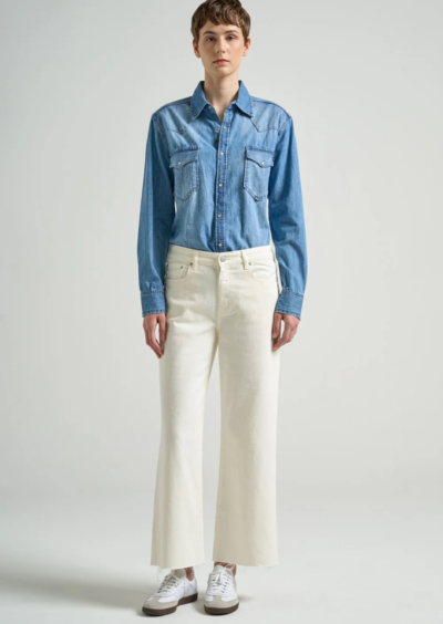 Wide-Leg Crop-Jeans „Saige“ – Ecru – Bild 4