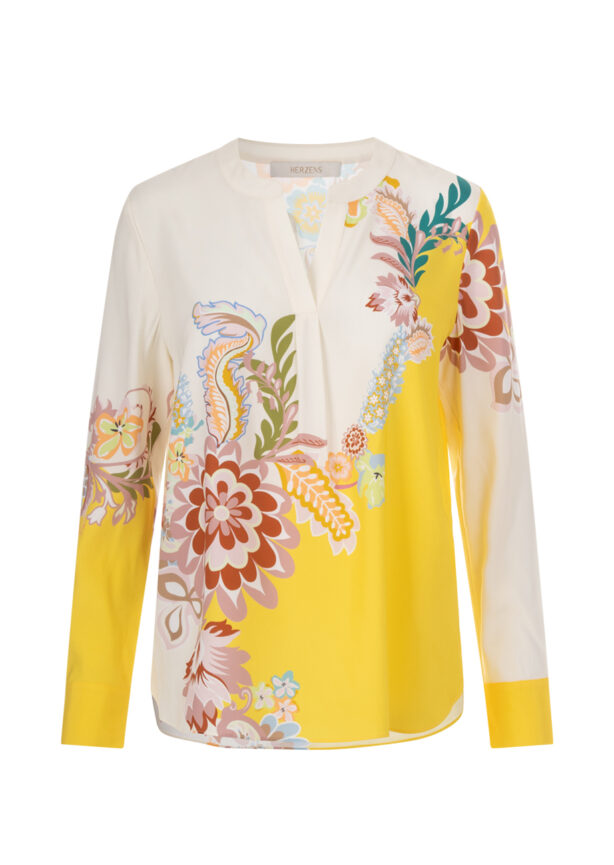 herzens-seidenbluse-blumenmuster-gelb