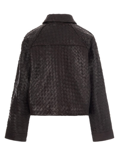 Geflochtene Lederjacke "Vermont" - Dunkelbraun – Bild 2