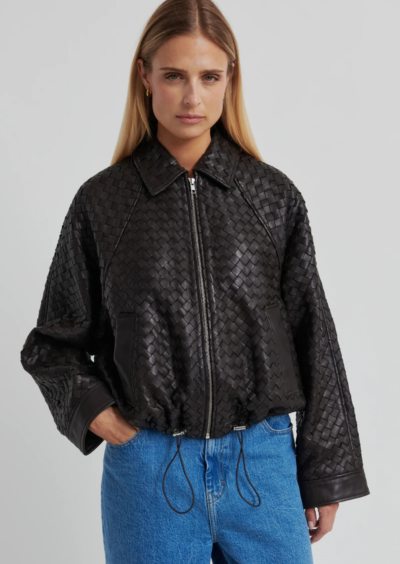 Geflochtene Lederjacke "Vermont" - Dunkelbraun – Bild 4