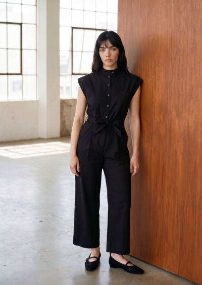 Jumpsuit aus Baumwolle - Schwarz – Bild 4