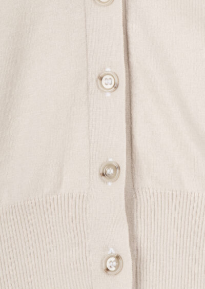 Strickjacke aus Baumwolle, Seide und Kaschmir – Greige – Bild 3