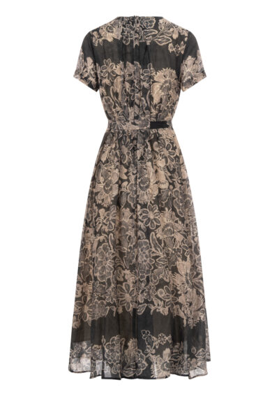 Midikleid „Allen“ mit Blumenmuster – Grau/Beige – Bild 2