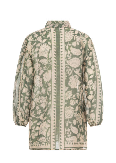 Bluse „Fosca“ mit Blumenmuster – Grün/Beige – Bild 2