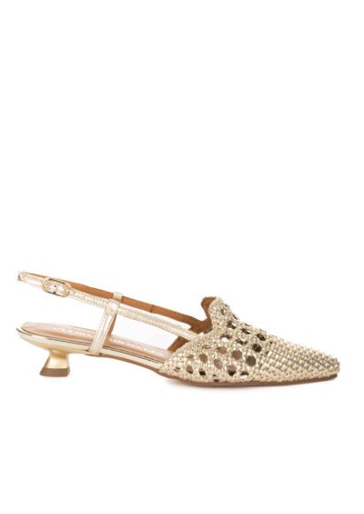 Slingback-Pumps mit Flechtung – Gold – Bild 2