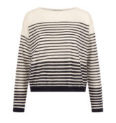 Zarter Strickpulli mit Streifen - Ecru/Blau