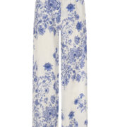 Gemusterte Schlupfhose aus Leinen - Weiß/Blau
