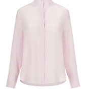 Seidenbluse mit Stehkragen – Rosa