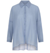 Oversized Baumwollbluse - Mittelblau
