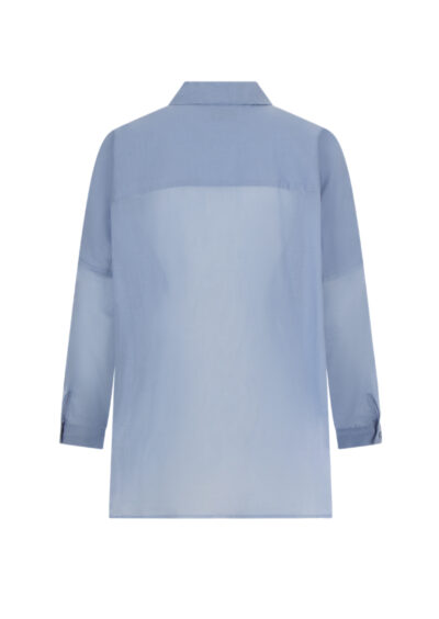 Oversized Baumwollbluse - Mittelblau – Bild 2