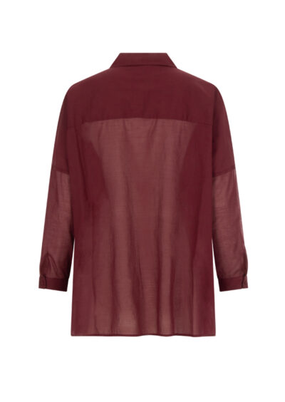 Oversized Baumwollbluse - Dunkelrot – Bild 2