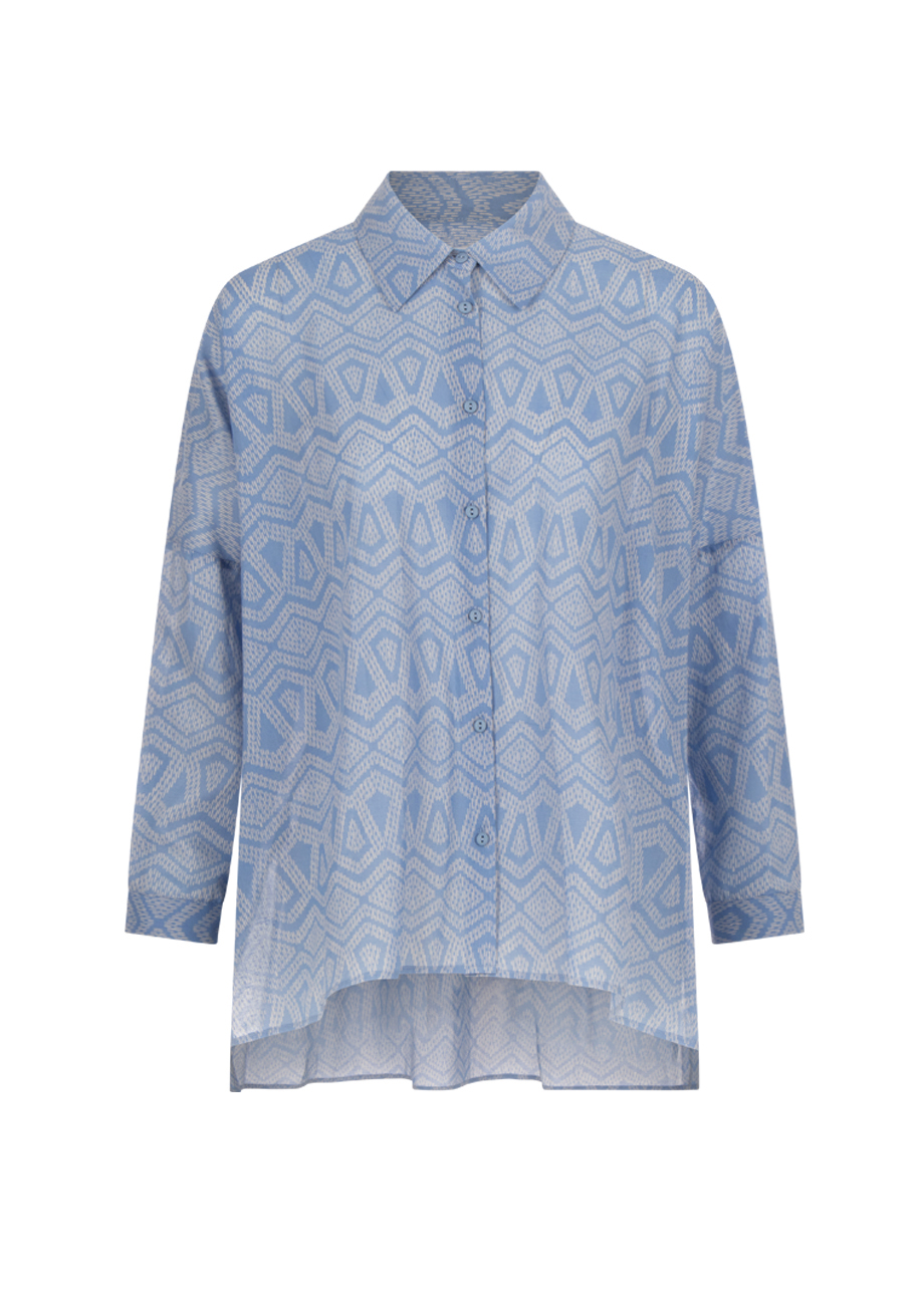 38904_awan-1 Oversized Baumwollbluse mit Print - Blau – Bild 1