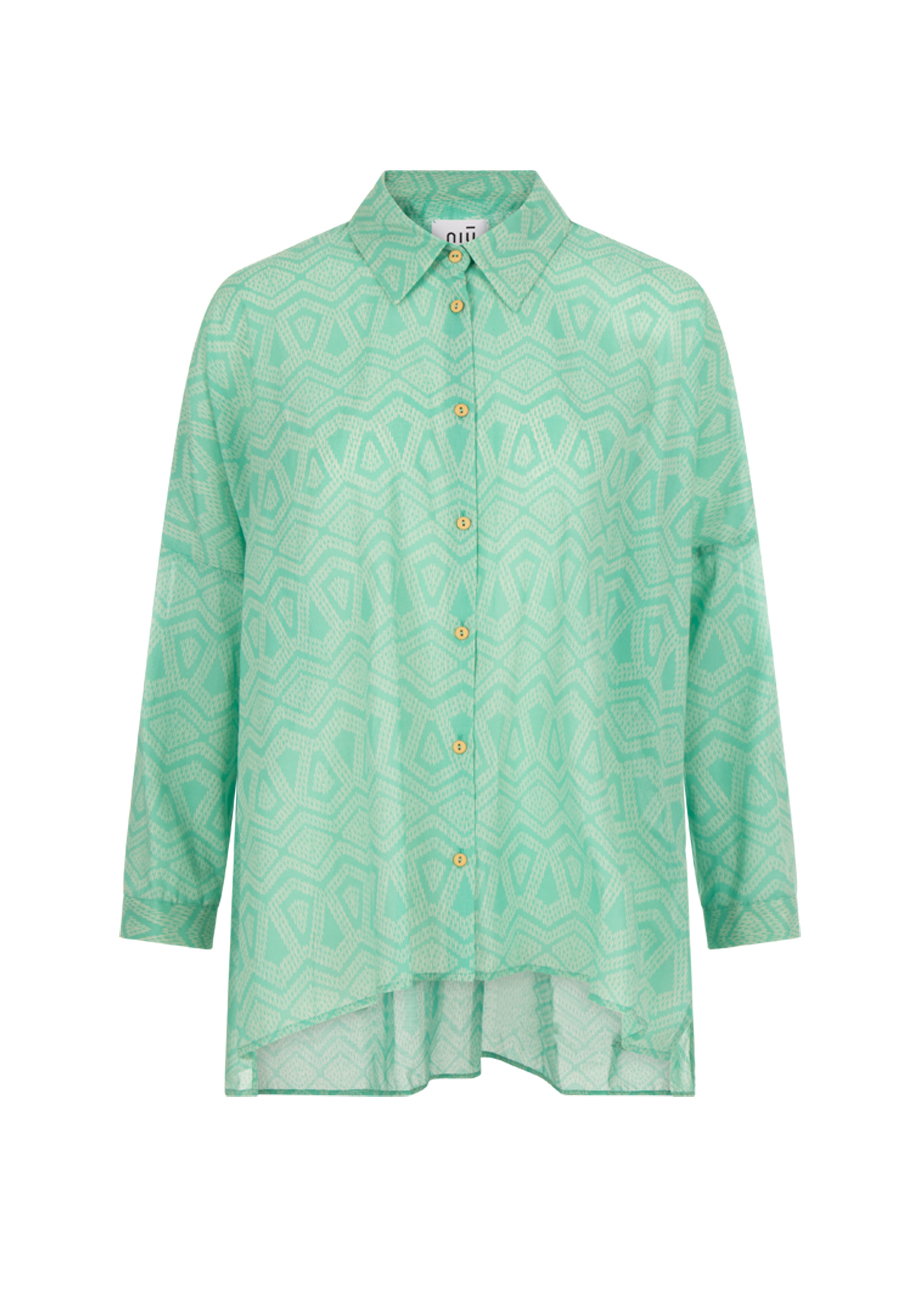 38904_ular-1 Oversized Baumwollbluse mit Print - Grün – Bild 1