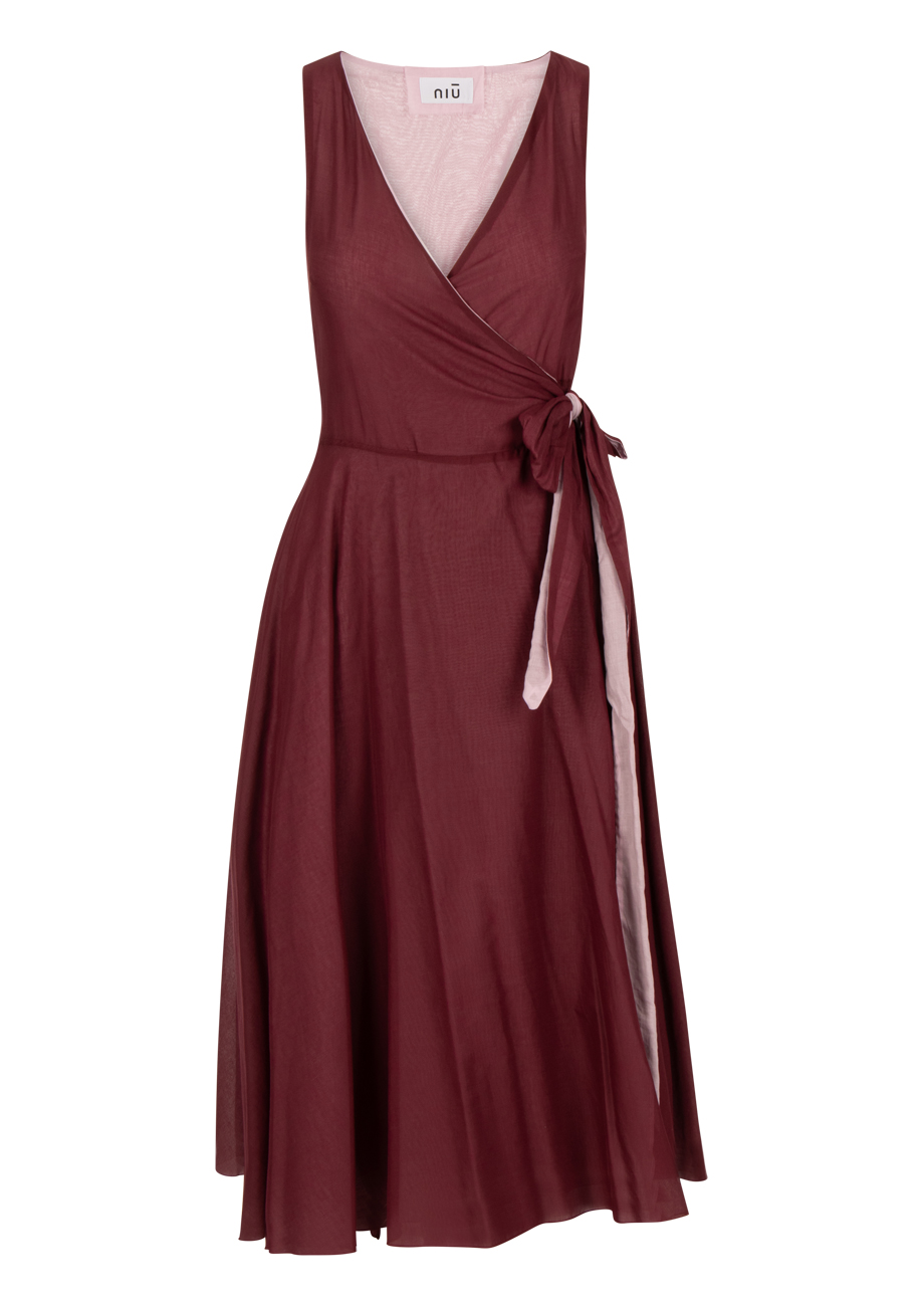 38908_mangos-1 Wickelkleid aus Baumwolle - Rosa/Dunkelrot – Bild 1