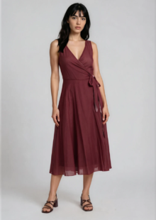 Wickelkleid aus Baumwolle - Rosa/Dunkelrot – Bild 5