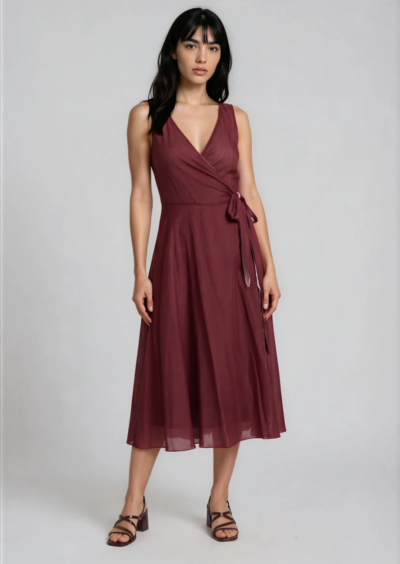 Wickelkleid aus Baumwolle - Rosa/Dunkelrot – Bild 5