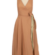 Wickelkleid aus Baumwolle - Lindgrün/Hellbraun