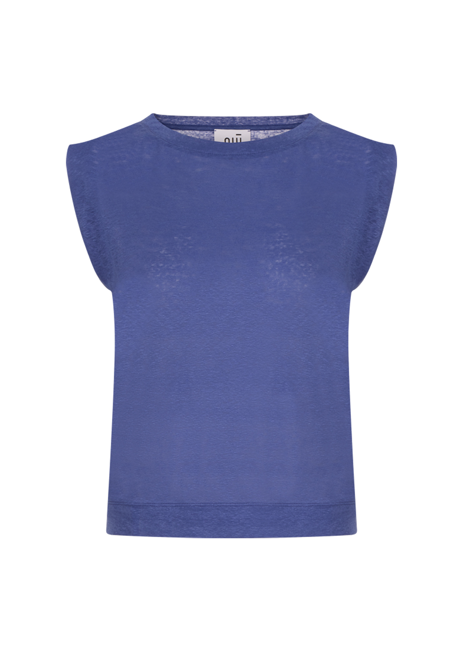 38910_mansio-1 Ärmelloses Shirt aus Leinen – Blau – Bild 1