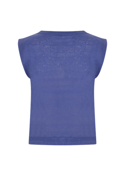 Ärmelloses Shirt aus Leinen – Blau – Bild 2