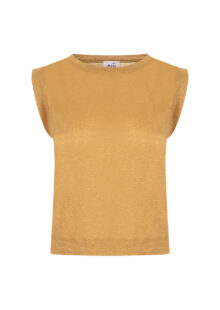 Ärmelloses Shirt aus Leinen – Gelb