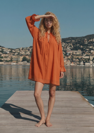 Minikleid "Nivea" aus Baumwolle - Koralle/Orange – Bild 4