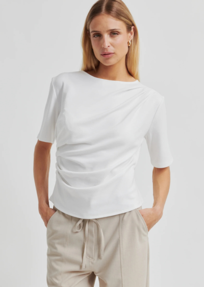 T-Shirt mit Raffungen "Ulina" - Weiß – Bild 2