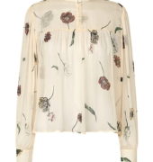 Chiffonbluse "Florala" mit Blumenprint - Ecru