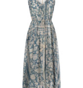 Kleid „Akron“ aus Ramie – Blau/Ecru