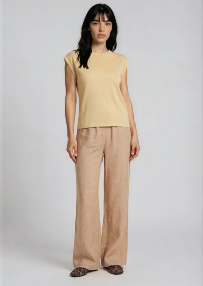 Schlupfhose aus Leinen - Camel/Braun – Bild 4