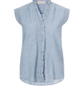 Bluse aus Leinen und Baumwolle - Denimblau
