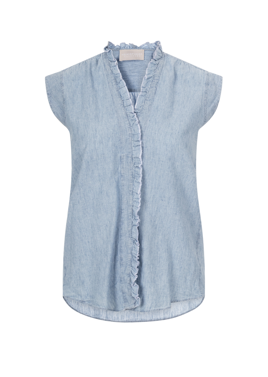 39002_8581-1 Bluse aus Leinen und Baumwolle - Denimblau – Bild 1