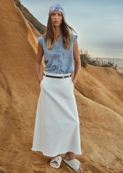 Bluse aus Leinen und Baumwolle - Denimblau – Bild 4