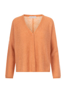 Weite Strickjacke aus Cashmere und Baumwolle – Papaya/Orange