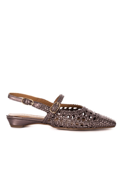 Slingback-Schuhe mit Flechtung – Metallic – Bild 2