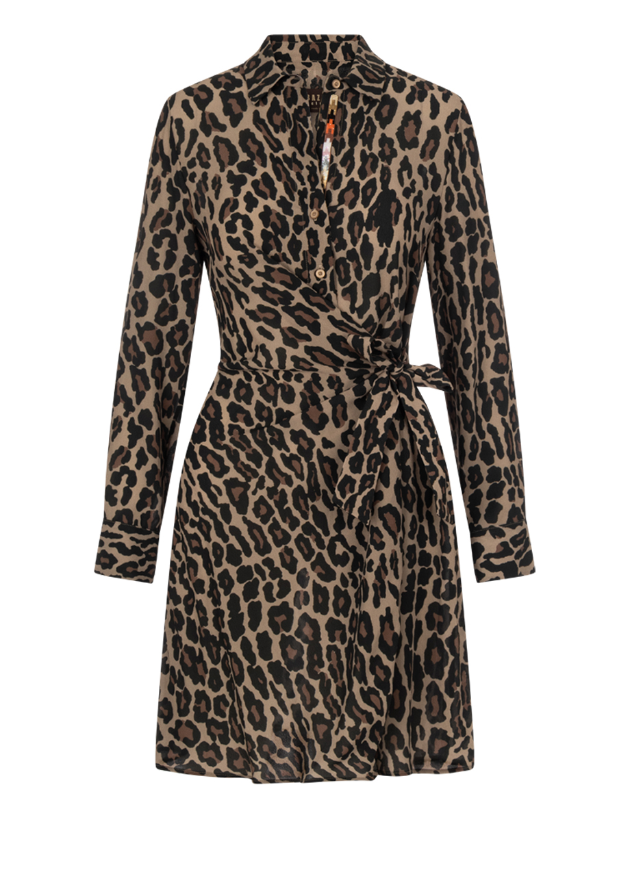 39026_171-1 Kurzes Kleid in Viskose - Braun/Leo – Bild 1