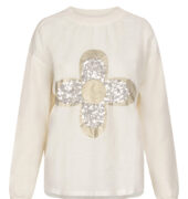 Sweater mit Pailletten-Motiv - Off-White/Metallic
