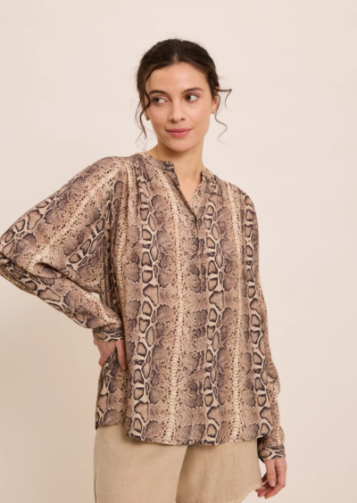 Bluse "Camelia" mit Schlangenprint - Braun – Bild 4