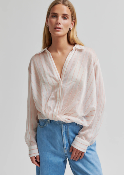Oversize-Hemdbluse "Chevy" - Weiß mit Streifen – Bild 2